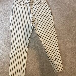 Anthropologie Women's Cream and Black Striped Pants